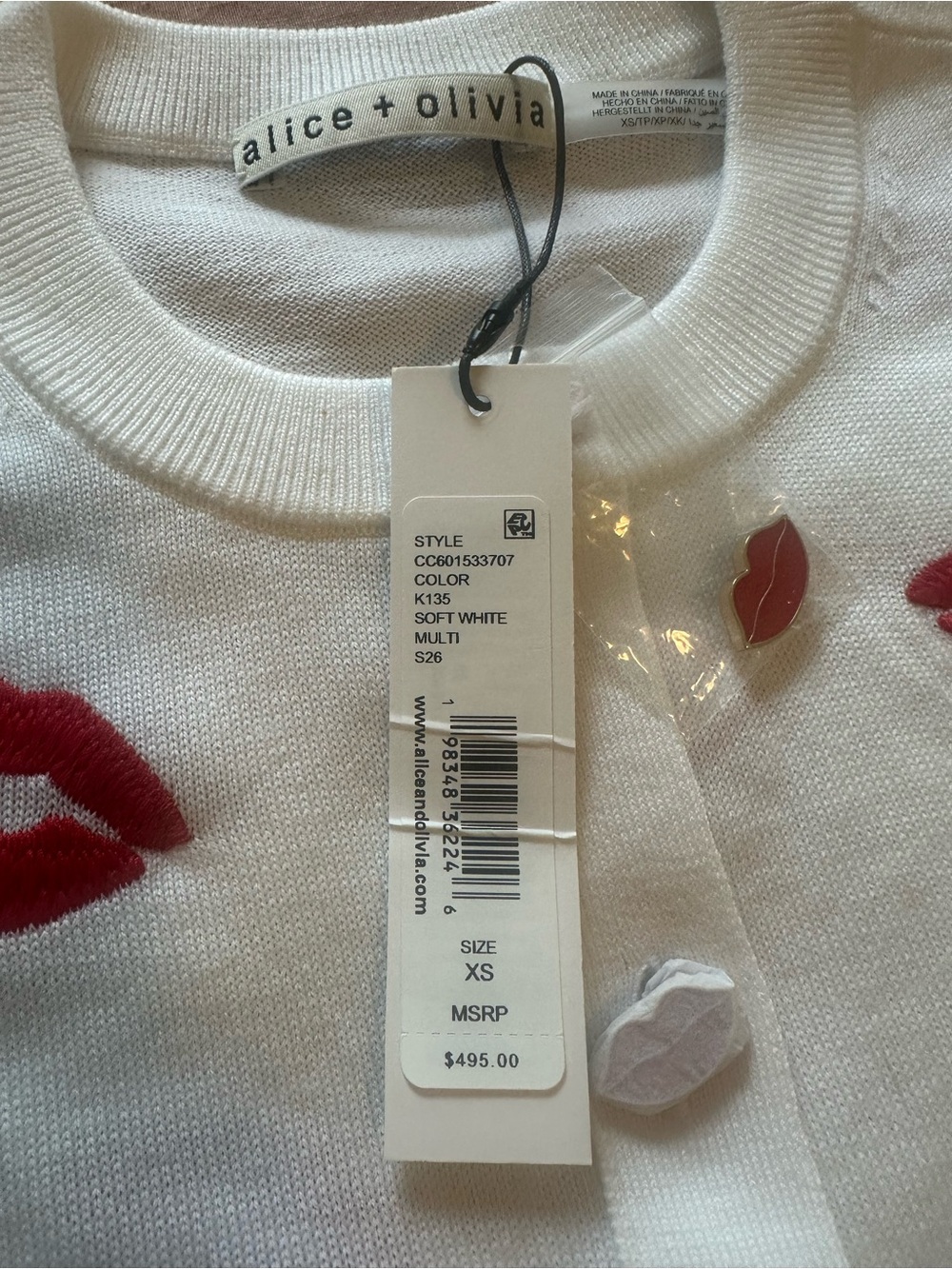 Alice + Olivia Daroda Kiss Lipstick Stretch ~ Wool Cardigan - Picture 4 of 17